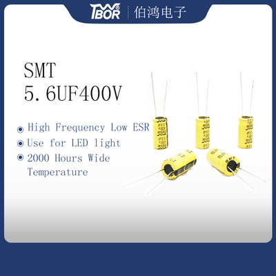 उच्च तापमान सर्किट एलईडी लाइट कैपेसिटर 5.6UF 400V 10x20mm