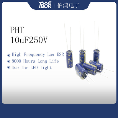 10UF 250V 8x16mm रेडियल इलेक्ट्रोलाइटिक कैपेसिटर 20% सहिष्णुता