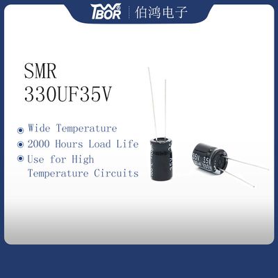 TW BOR लघु संधारित्र 330UF35V 10X15mm रेडियल इलेक्ट्रोलाइटिक कैपेसिटर