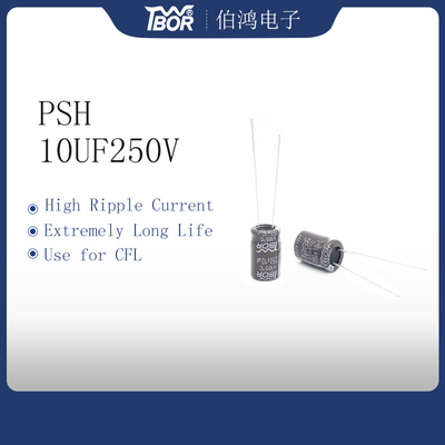 ISO9001 10X13MM एल्यूमिनियम इलेक्ट्रोलाइटिक कैपेसिटर सीएफएल 10UF 250V