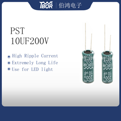 ग्रीन 10x16mm एलईडी लाइट कैपेसिटर 10uf 200v 10000 घंटे बेहद लंबा जीवन