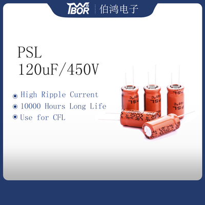 ऑरेंज 22X45MM सीएफएल एल्यूमिनियम इलेक्ट्रोलाइटिक कैपेसिटर 120uF450V