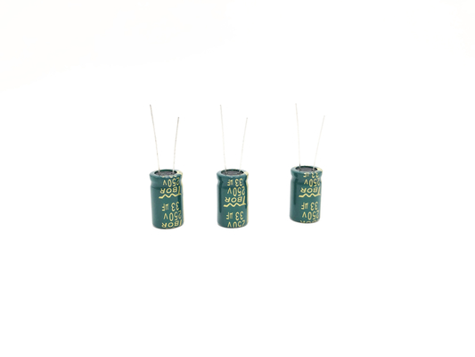 13x20mm रेडियल एल्यूमिनियम इलेक्ट्रोलाइटिक कैपेसिटर 33UF250V