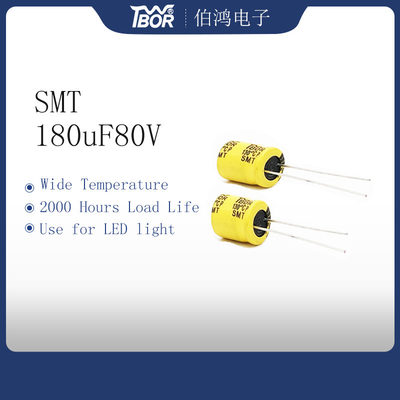 TW BOR लो Esr एल्युमिनियम इलेक्ट्रोलाइटिक कैपेसिटर 180UF 80V